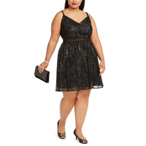 Plus 20 City Studio Sequined Skater Cocktail Dress - Picture 1 of 4